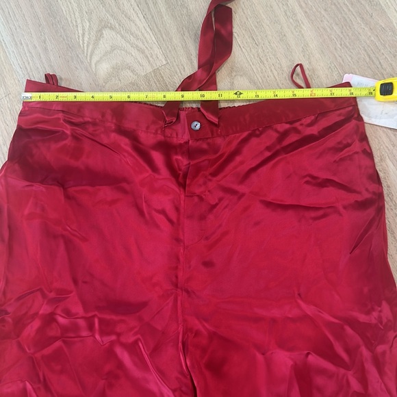 Vibrant Red Silk Pajama Pants and Button Down Shirt - Picture 9 of 10